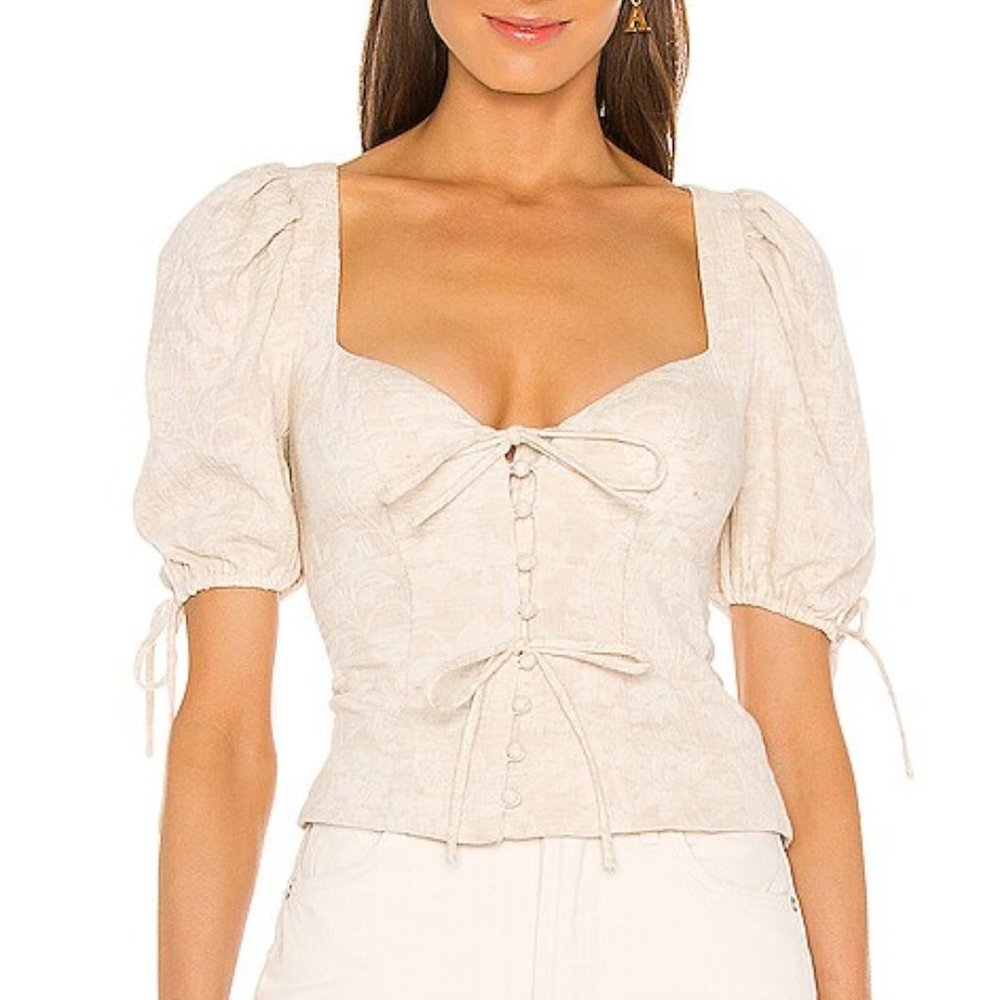 MAJORELLE Cream Puff Sleeve Top